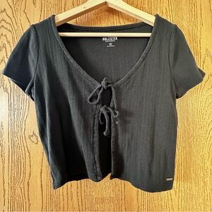 Hollister front tie short sleeve cardigan/top